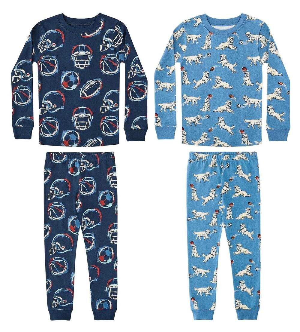 Member's Mark Football Print Toddler 4-Piece Organic Cotton Pajama Set Size 5